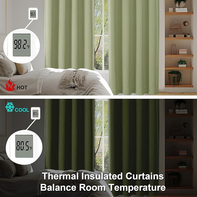 Simplebrand Ava Sage Green Short 24 Inches Blackout Curtain 2 Panels Set - Image 6