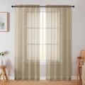 Taupe Sheer Curtain for Bedroom Living Room 72 Inches Long 2 Panels Set by WelvetBLK