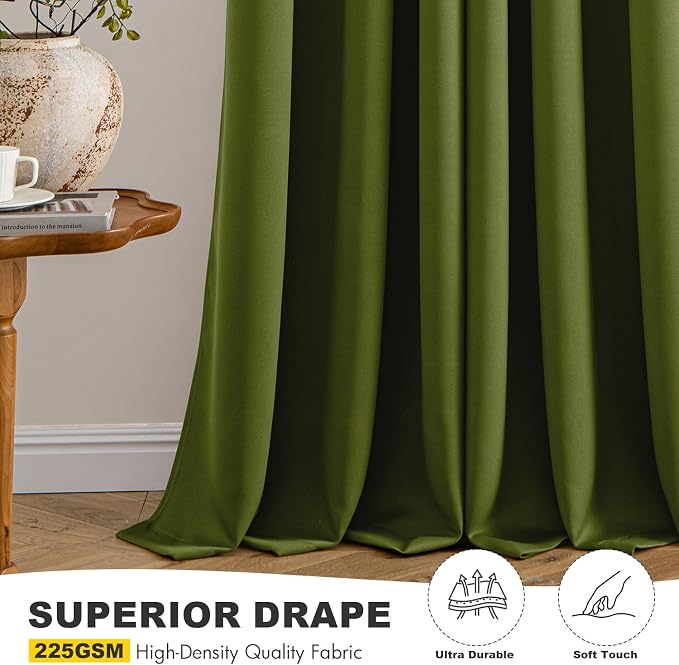 MIULEE Blackout Curtains for Bedroom 2 Panel 40"x72" Long Light Olive Green | - Image 5