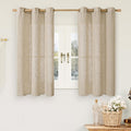 LAMIT Brown Sheer Linen Curtains 48 inches Length 2 Panels, Short Light by LAMIT