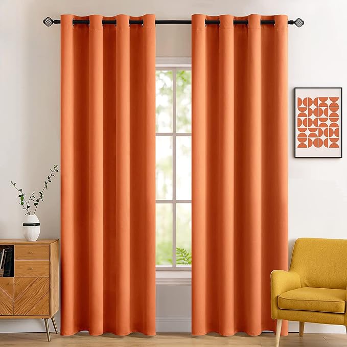 MIULEE 2 Panels Orange Blackout Curtains Room Darkening Thermal Insulated Fall by MIULEE