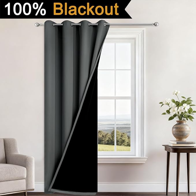 Yakamok 100% Blackout Curtains 84 Inches Long, 2 Thick Layers Heat and Full - Image 2