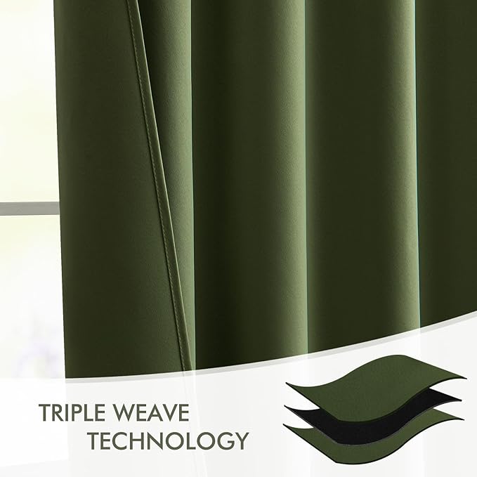 MIULEE Olive Green Back Tab Blackout Curtains 102 Inch Long 2 Panels Set - Image 7