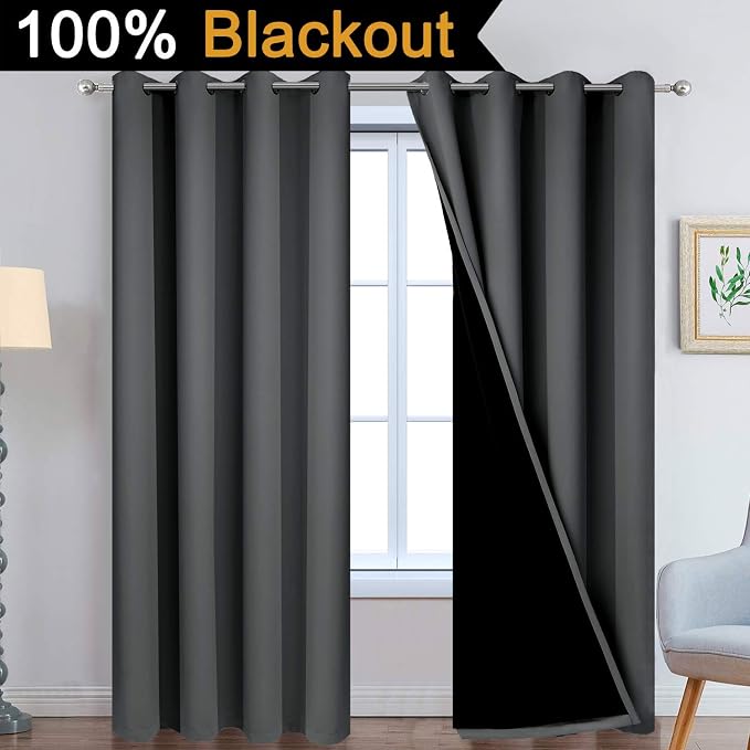 Yakamok Full Shade Curtain Panels, Heavy Duty Lined Curtains 90 Inches Long - Image 2
