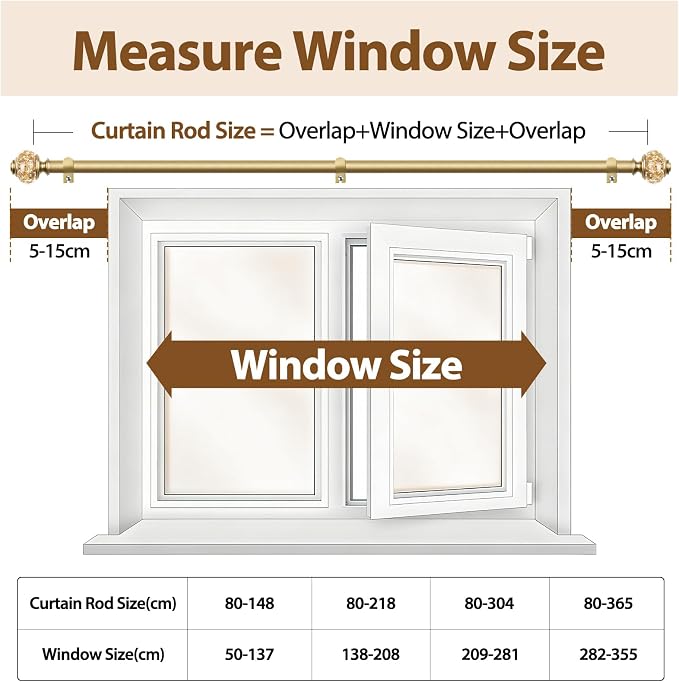 Curtain Rods for Windows 48 to 84 Inch, USFOOK 7/8 inch Luxury Gold Curtain Rod - Image 7