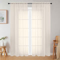 Cream Sheer Curtains 84 Inches Long 2 Panels Set by WelvetBLK