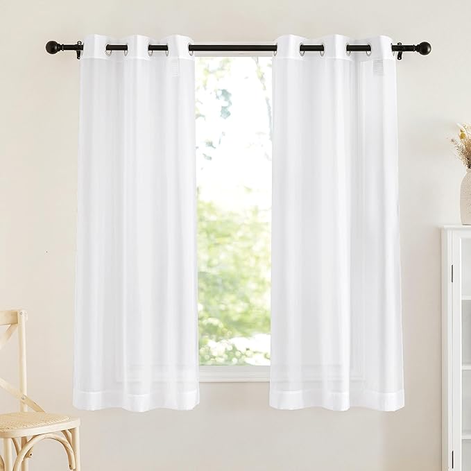 NICETOWN Soft Voile White Sheer Curtains 63 inches Long by NICETOWN