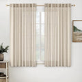 MIULEE Beige Linen Curtains 54 Inch Length 2 Panels by MIULEE