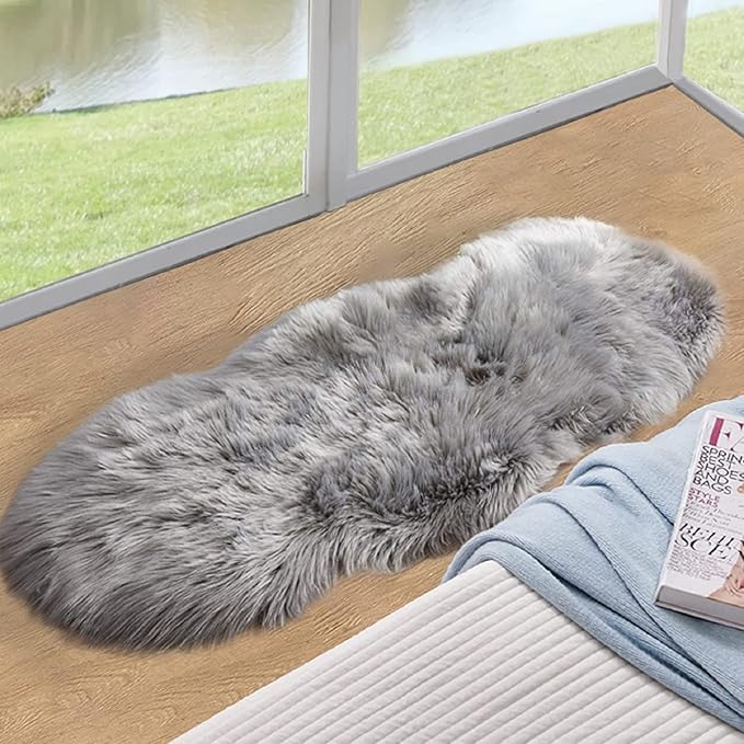 ORINOVA Light Grey Furry Washable Area Rugs by ORINOVA