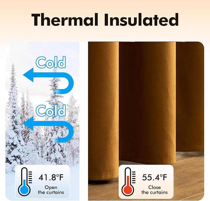 MIULEE Velvet Curtains Golden Brown Elegant Grommet Curtains Thermal Insulated - Image 5