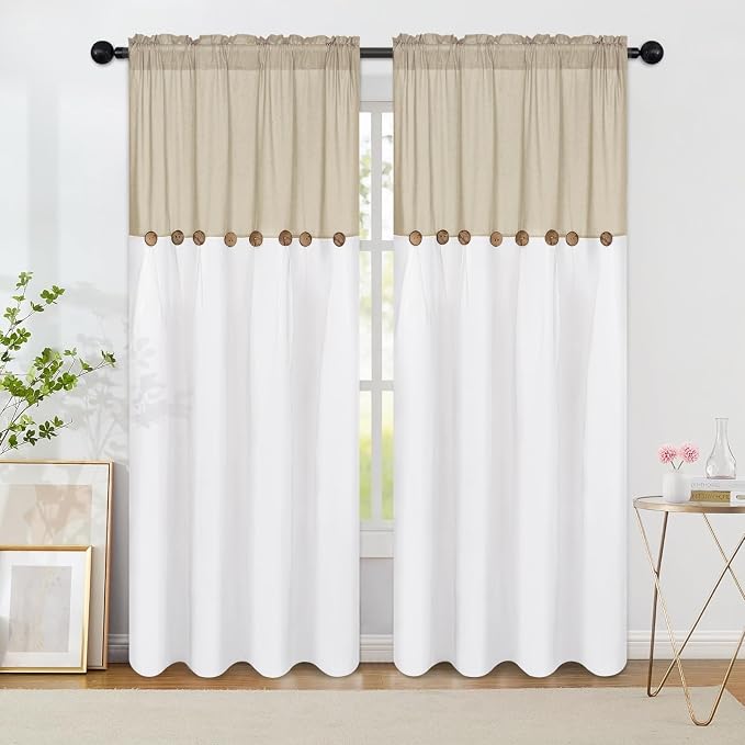 FRAMICS Farmhouse Cotton Linen Curtains by FRAMICS