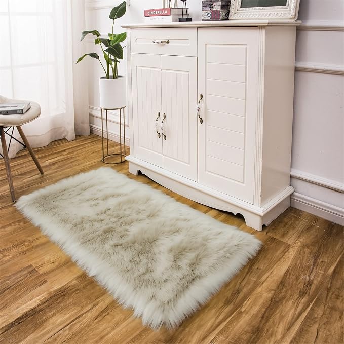 EasyJoy Ultra Soft Fluffy Shaggy Area Rug Faux Fur Rug Chair Cover Seat Pad - Image 4