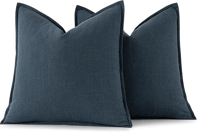 MIULEE Decorative Linen Euro Sham Pillow Covers 26x26 Navy Blue ​Boho - Image 6