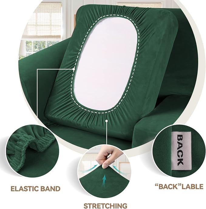 WEERRW 4 Pieces Velvet High Stretch Couch Covers - Image 3