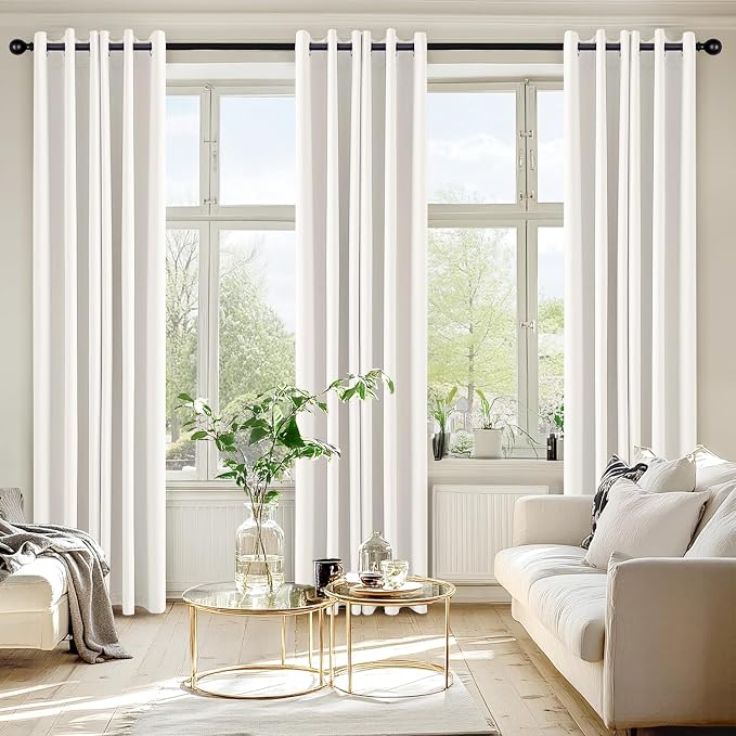 MIULEE Ivory Blackout Curtains for Bedroom Living Room 84 Inches Long 2 Panels - Image 6