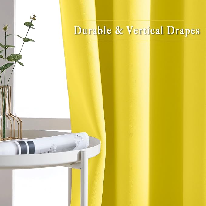 NICETOWN Bright Yellow Blackout Curtains 84 inch Long - Image 5