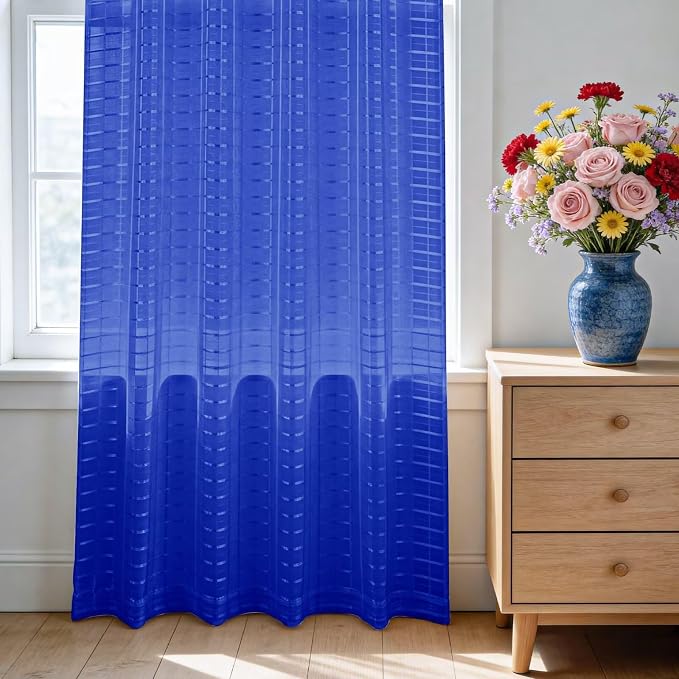 SpaceDresser Check Sheer Curtains 45 Inches Long - Image 3