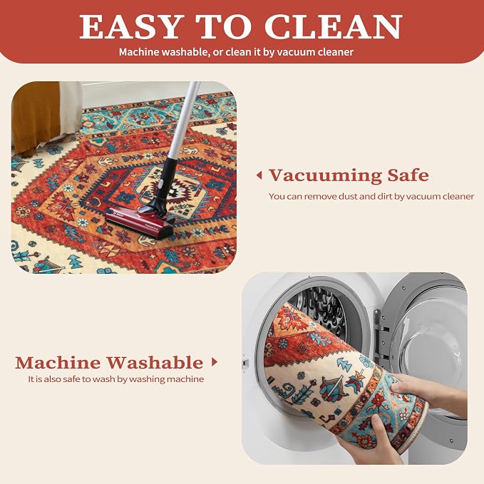SERISSA Boho Round Area Rug, 6ft Washable Non-Slip Circle Rug, Ultra Soft - Image 3