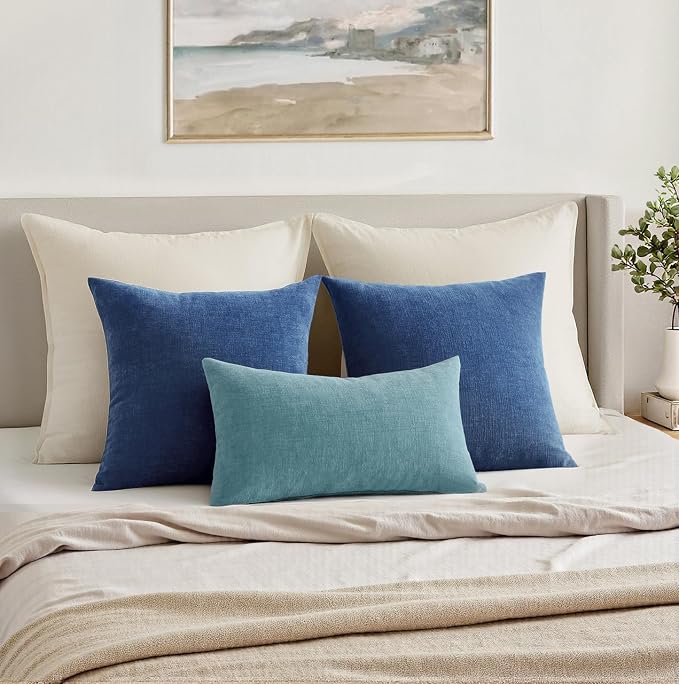 MIULEE Navy Blue Chenille Couch Throw Pillow Covers, 20x20 | Set of 2, Soft - Image 9