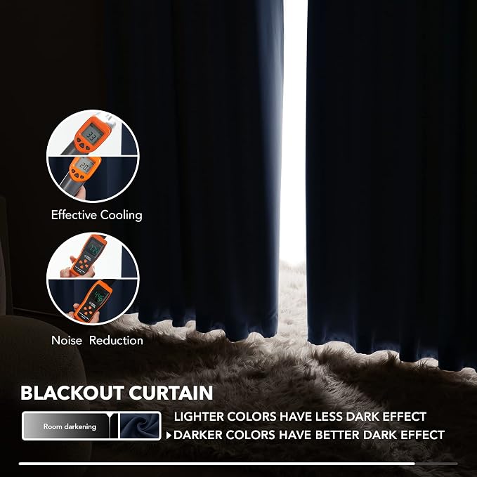 Deconovo Blackout Curtains for Kitchen Window Back Tab and Rod Pocket Curtains - Image 5