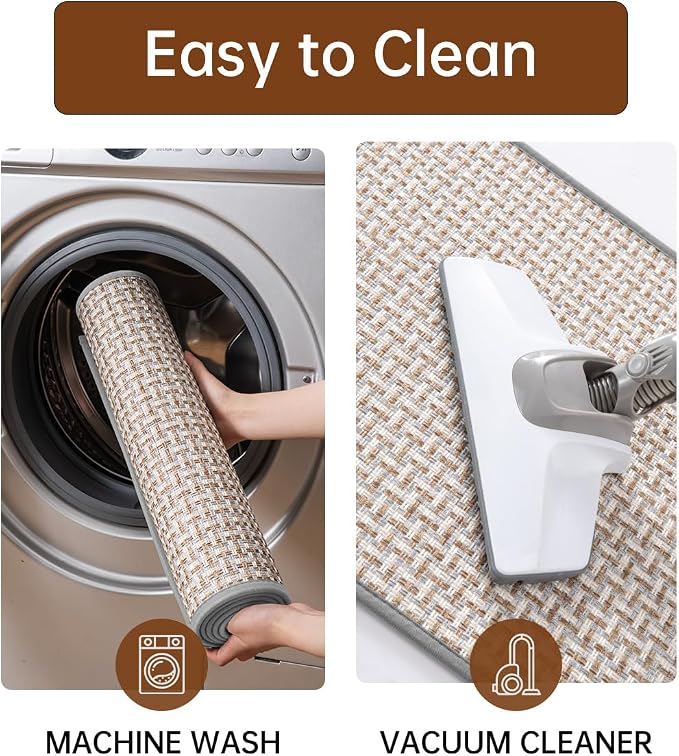eqivei Kitchen Rugs and Mats Non Skid Washable Set of 2 PCS, Absorbent Runner - Image 6