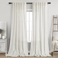 Nanspring Extra Long 112 Inch Long Beige White Linen Curtains Back Tab Neutral by Nanspring