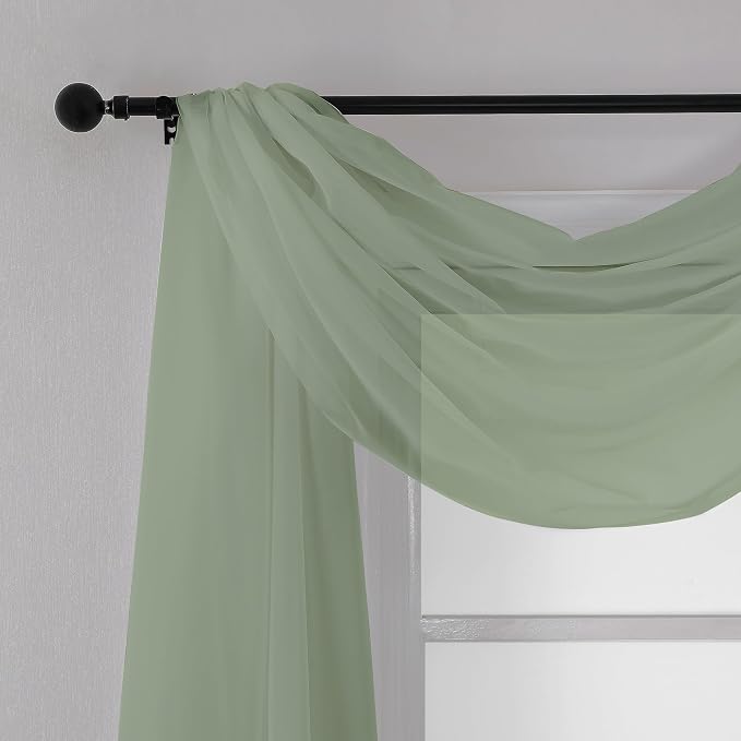 Chyhomenyc Extra Long Sage Green Sheer Curtains 144 inch 2 Panels, Translucent - Image 2