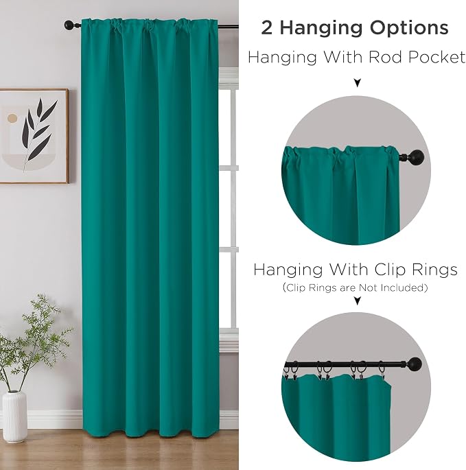 CUCRAF Turquoise Blackout Curtains Customize, Rod Pocket Room Darkening Curtain - Image 3