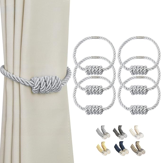 BEL AVENIR Magnetic Curtain Tiebacks, Decorative Drapery Holdbacks Modern Woven by BELAVENIR