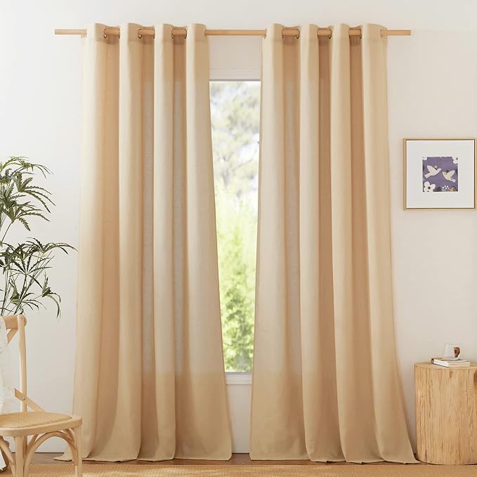 NICETOWN Rustic Linen 132 inch Long Curtains by NICETOWN