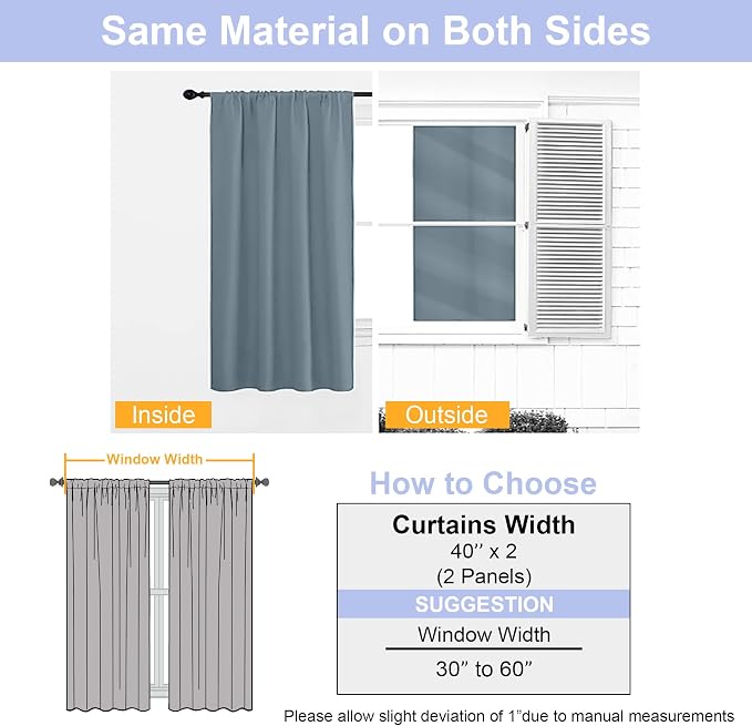 Simplebrand Ava Stone Blue Short Blackout Curtains - Image 8