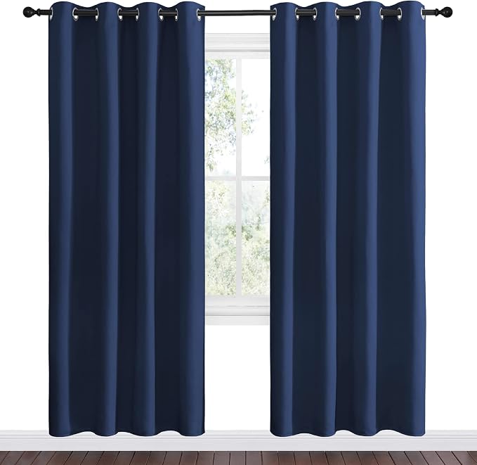 NICETOWN Navy Blackout Curtains 78" Long - Image 2