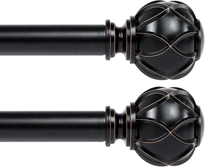 KAMANINA 2 Pack Curtain Rods for Windows 48 to 84 Inch, 7/8 Inch Single by KAMANINA