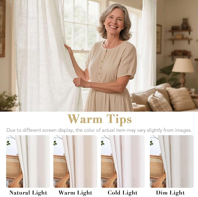 H.VERSAILTEX Natural Linen Grommet Curtains 84 Inch Length - Image 3