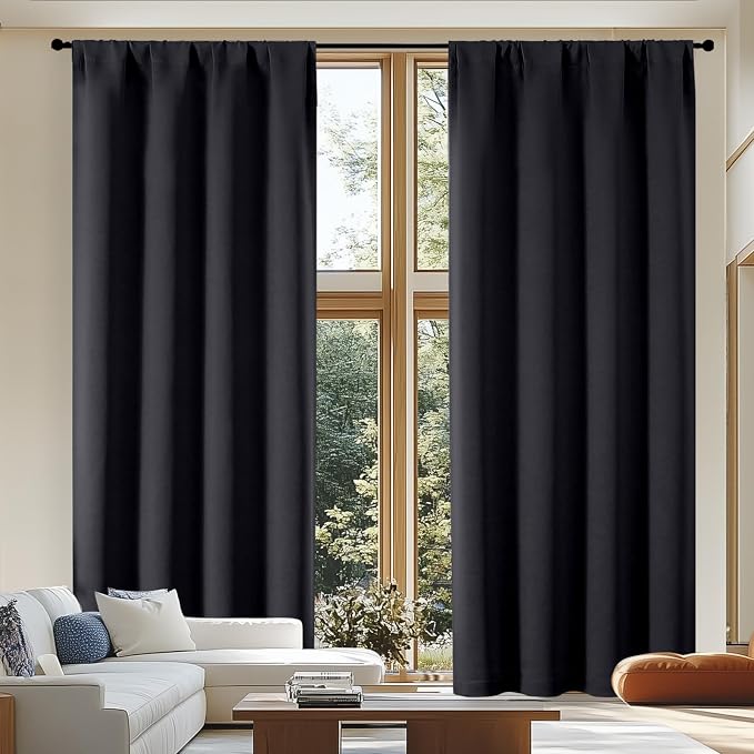 Simplebrand Ava Black Blackout Curtains by Simplebrand