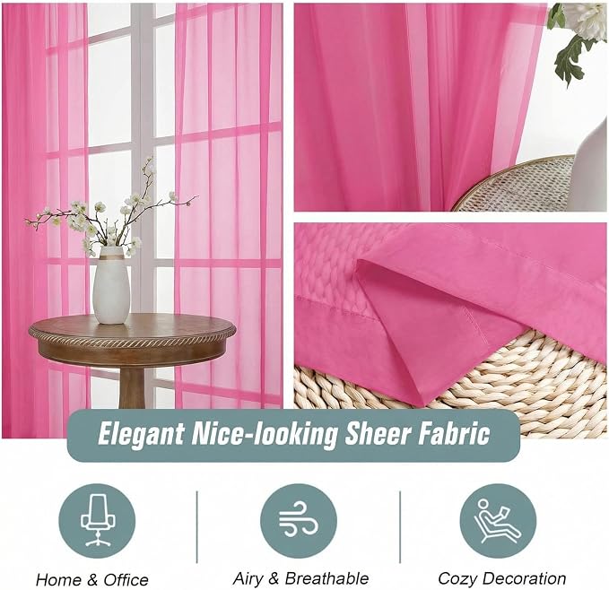 Sheer Curtains 84 Inches Long 2 Panels, Elegant Airy Transparent Light - Image 4