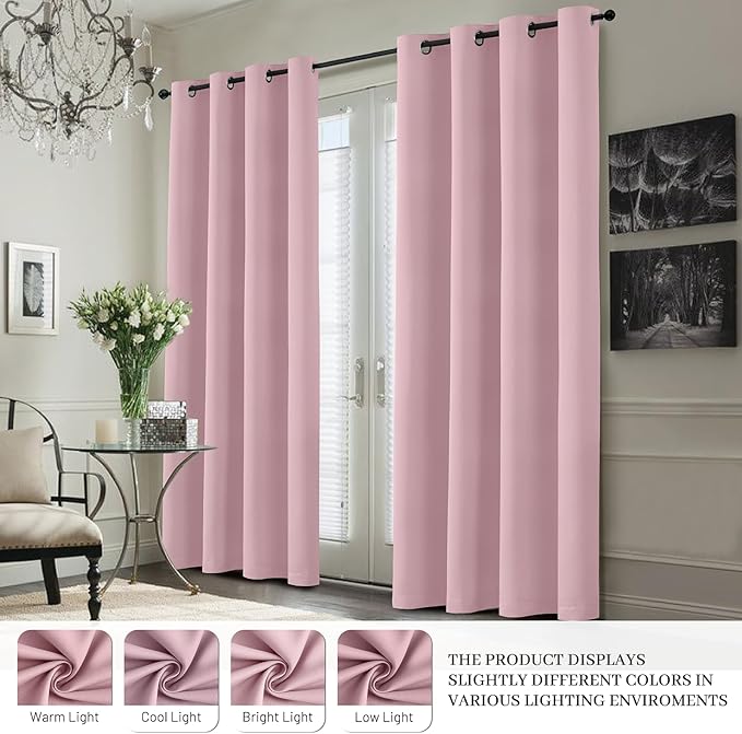 Yakamok 100% Blackout Curtain Panels 63 inches Cold and Light Blocking Drapes - Image 5