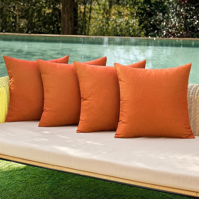 MIULEE Pack of 4 Decorative Outdoor Throw Pillow Covers Linen Waterproof Pillow by MIULEE