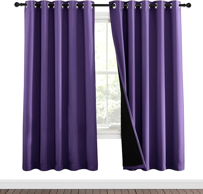 NICETOWN Lilac Purple Full Shade Curtain Panels, Pair of Energy Smart & Noise by NICETOWN