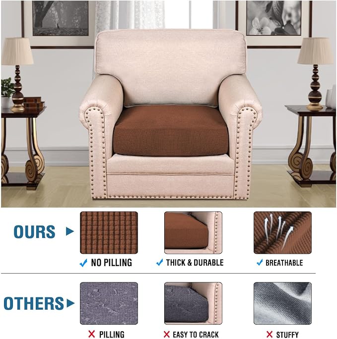 H.VERSAILTEX Stretch Couch Cushion Covers Individual Seat Sofa Chair Slipcovers - Image 3