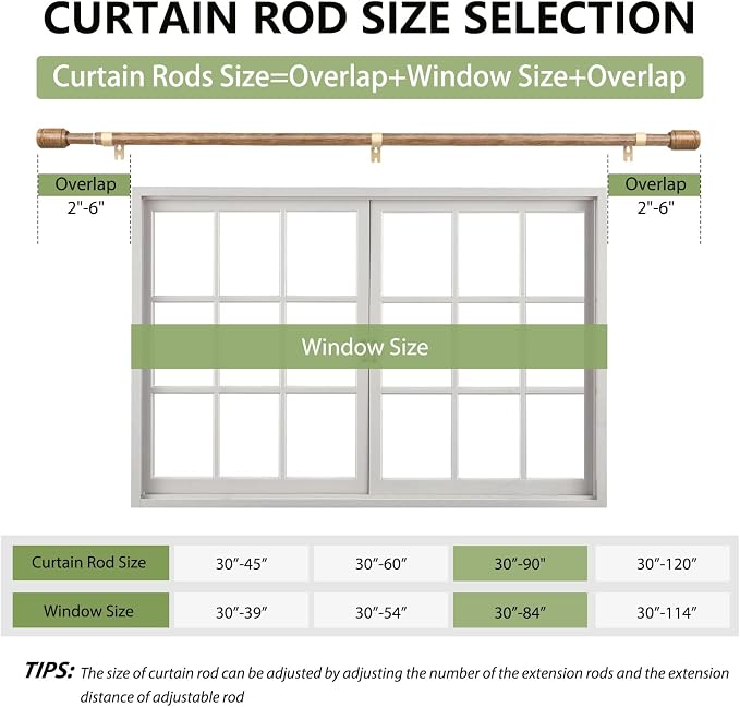 5/8” Diameter Curtain Rods 30-90 Inch, - Image 2