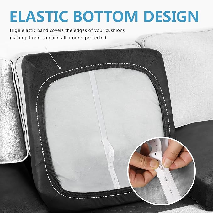 Leather Look Couch Cushion Covers Sofa Seat Slipcovers Sets Couches Furniture - Image 3