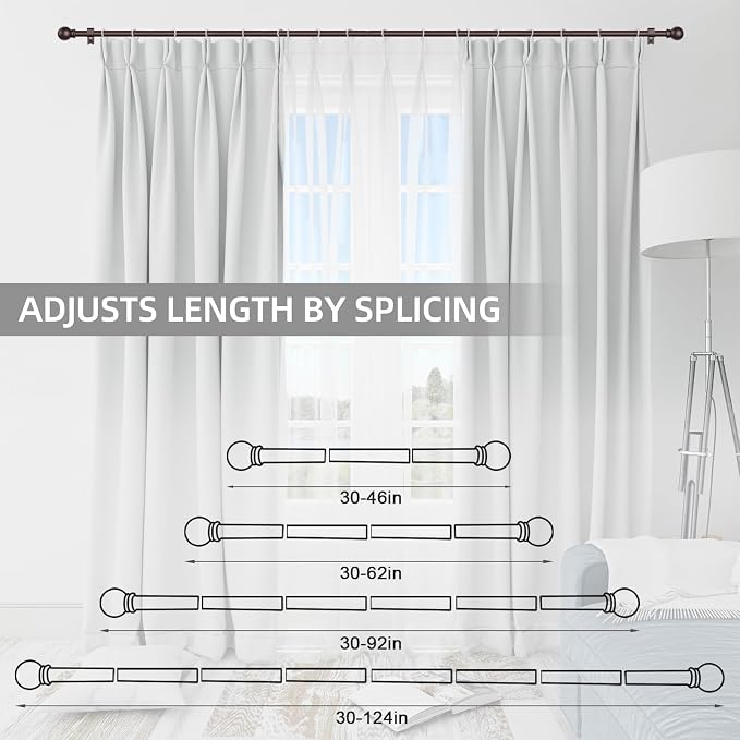 Thestoa Brown Curtain Rods for Windows 30-46 Inch, 5/8" Stainless Steel Small - Image 5