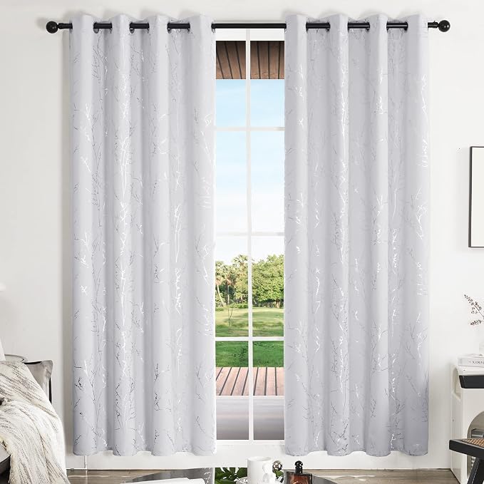 Deconovo Greyish White Curtains, Room Darkening Curtain, Thermal Insulated - Image 2