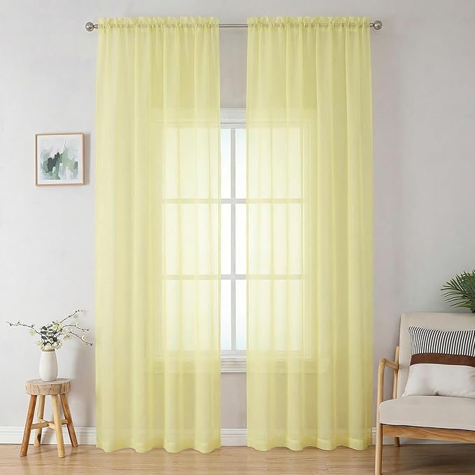 OWENIE Sheer Curtains 96 inches Long 2 Panels Set by OWENIE