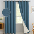 Yakamok Dusty Blue Linen Curtains 100% Blackout 84 Inches Long, Room Darkening by Yakamok