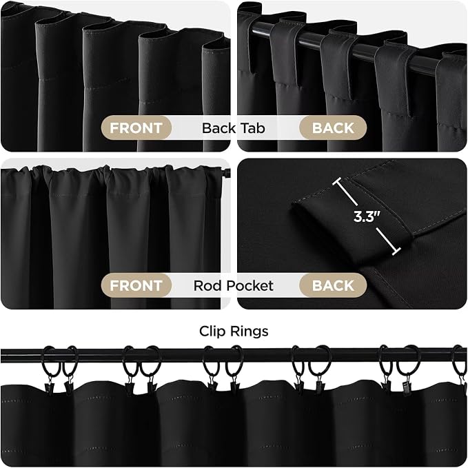 Joydeco Blackout Curtains for Bedroom, Long Black Drapes - Image 4