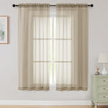 Sheer Taupe Curtains for Bedroom Living Room 63 Inch Length 2 Panels, Airy Soft by WelvetBLK