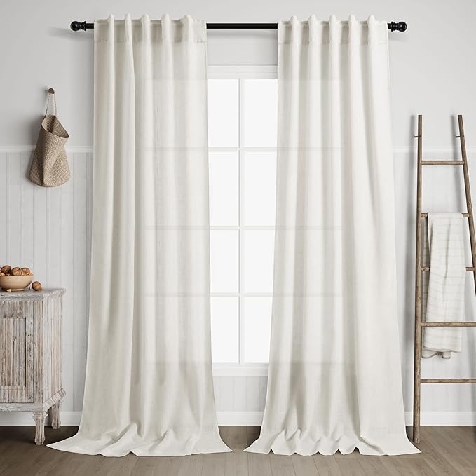Cream Linen Curtains 108 inches Long by Nanspring