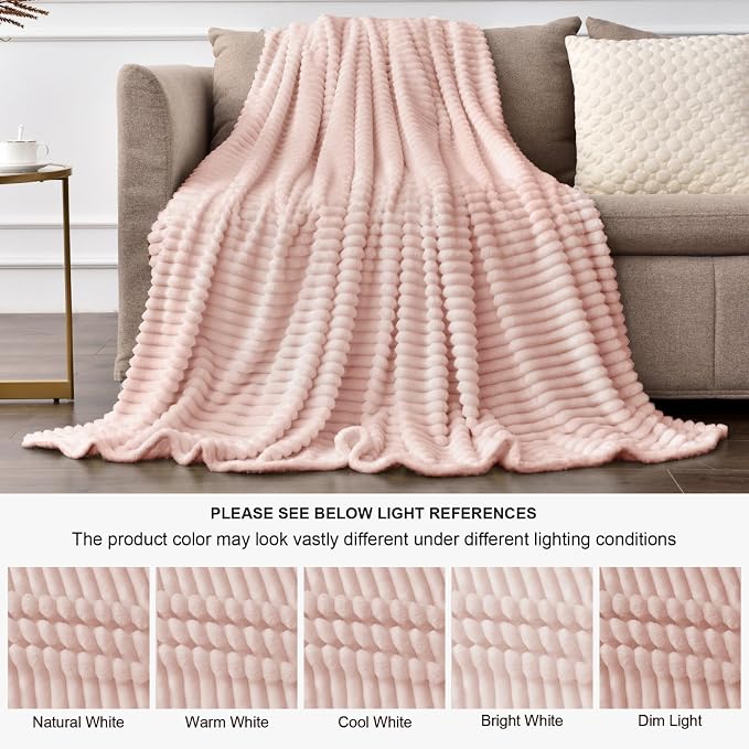 BEDELITE Fleece Throw Blanket for Couch – 3D Ribbed Jacquard Soft and Warm - Image 6
